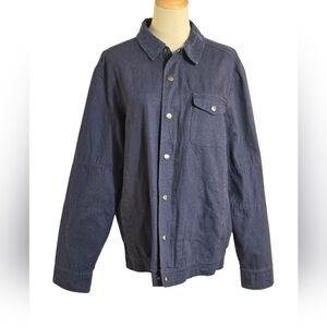 Alesbury Navy Blue With Corduroy Collar Flannel Lined Shirt Jacket